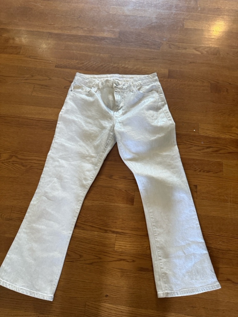 FRAME ladies white silver metallic Jean size 29 La crop mini boot cut. - Picture 2 of 13